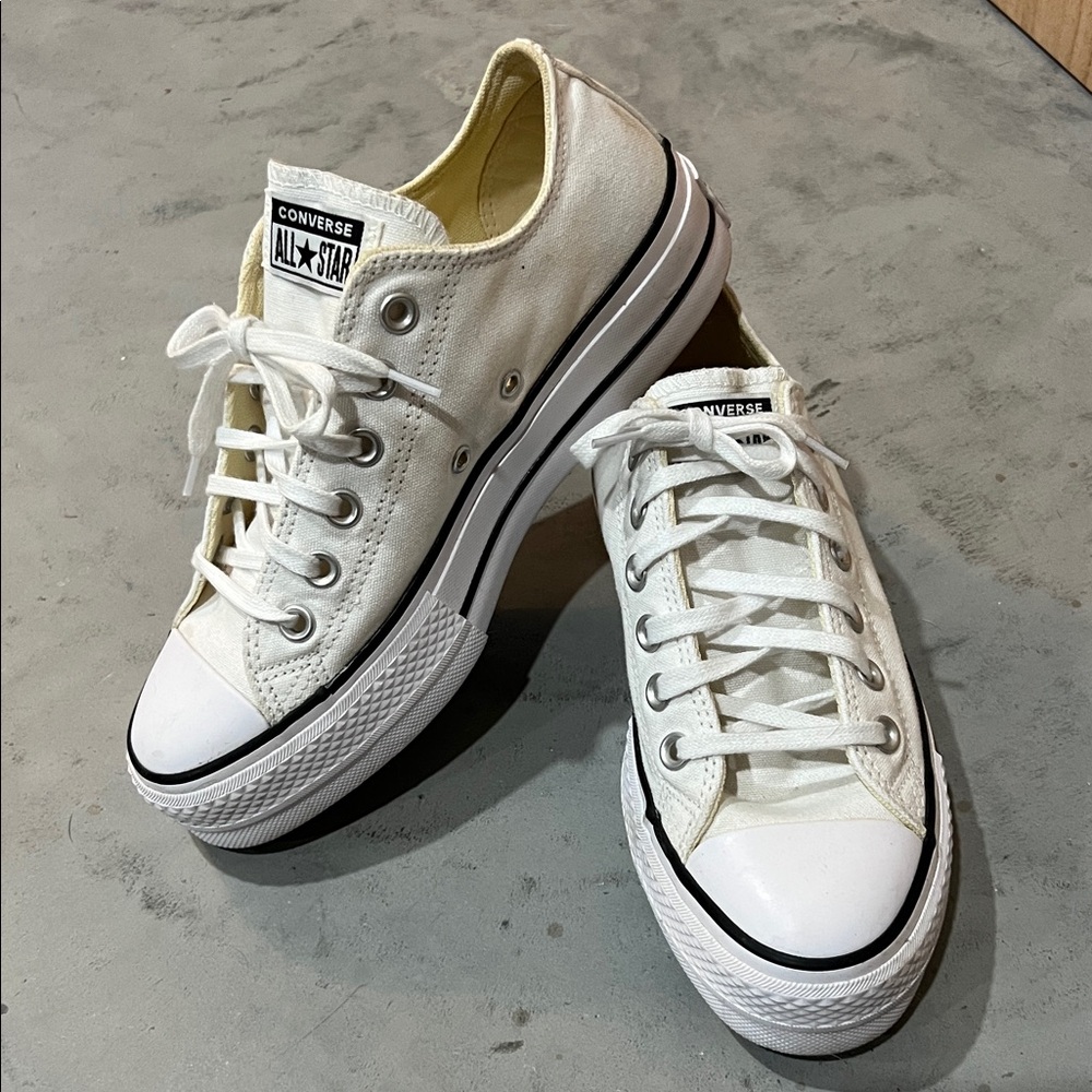 Converse All Star White Canvas platform shoes